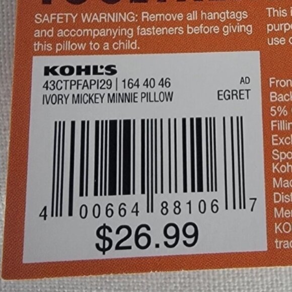 Disney Mickey & Minnie Mouse Ivory Fall Harvest Throw Pillow - Picture 8 of 10